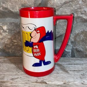80s BudMan plastic ThermoServe mug. 16oz.